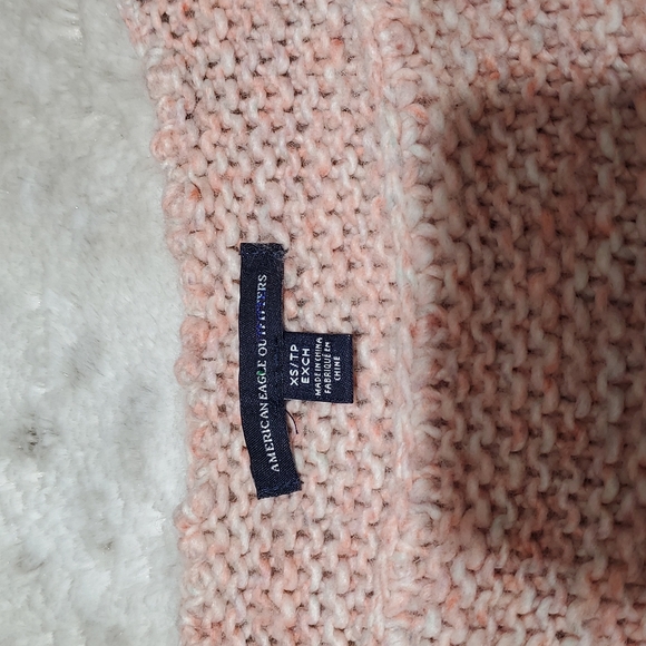 American Eagle Pink White Slouchy Chunky Knit Wide Sweater Size XS - Picture 3 of 6